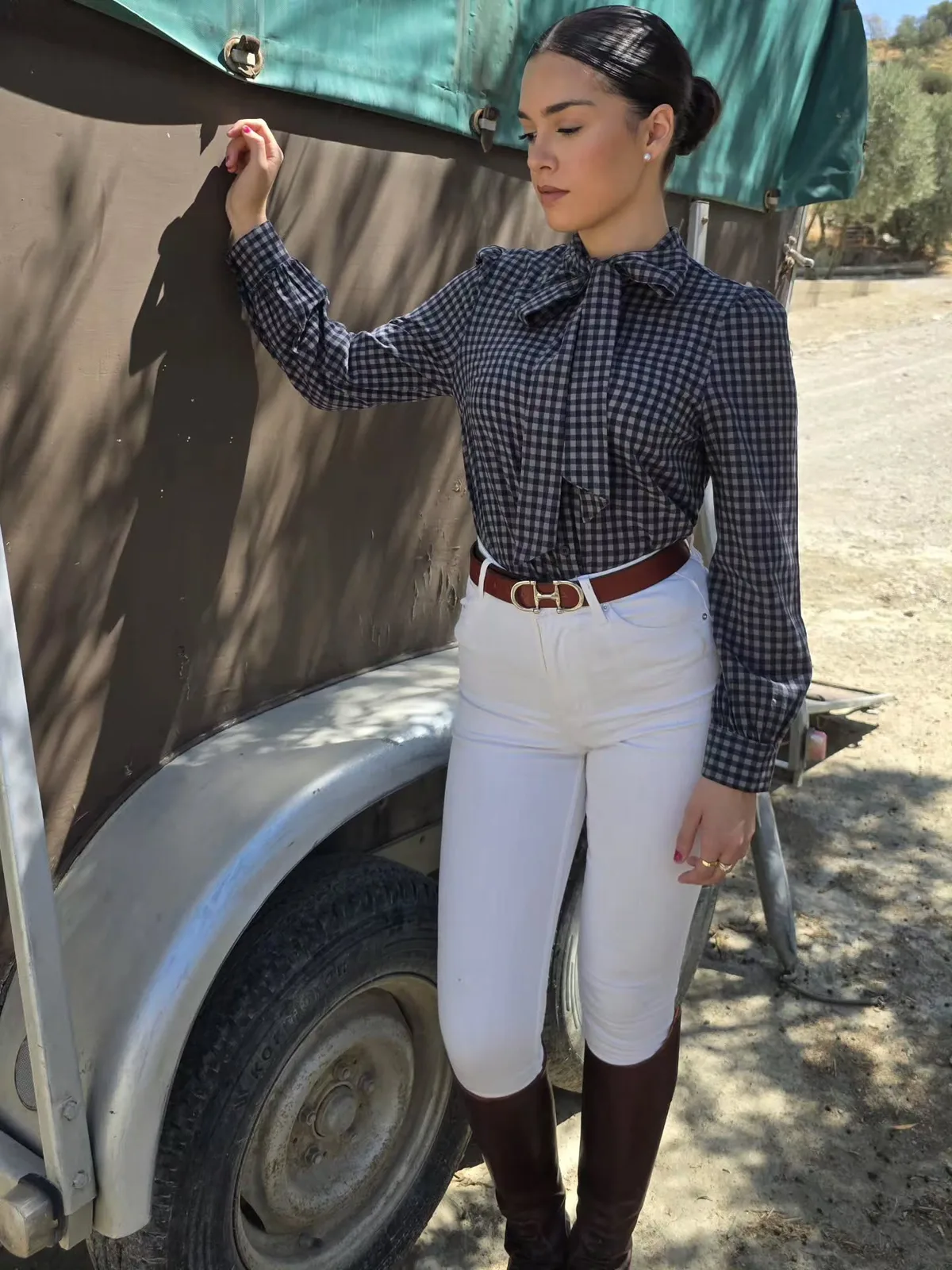 Camisa de lazo a cuadritos — foto 3